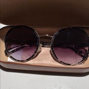 Longchamp Round Tortoiseshell Frame Sunglasses with Purple Gradient Lenses